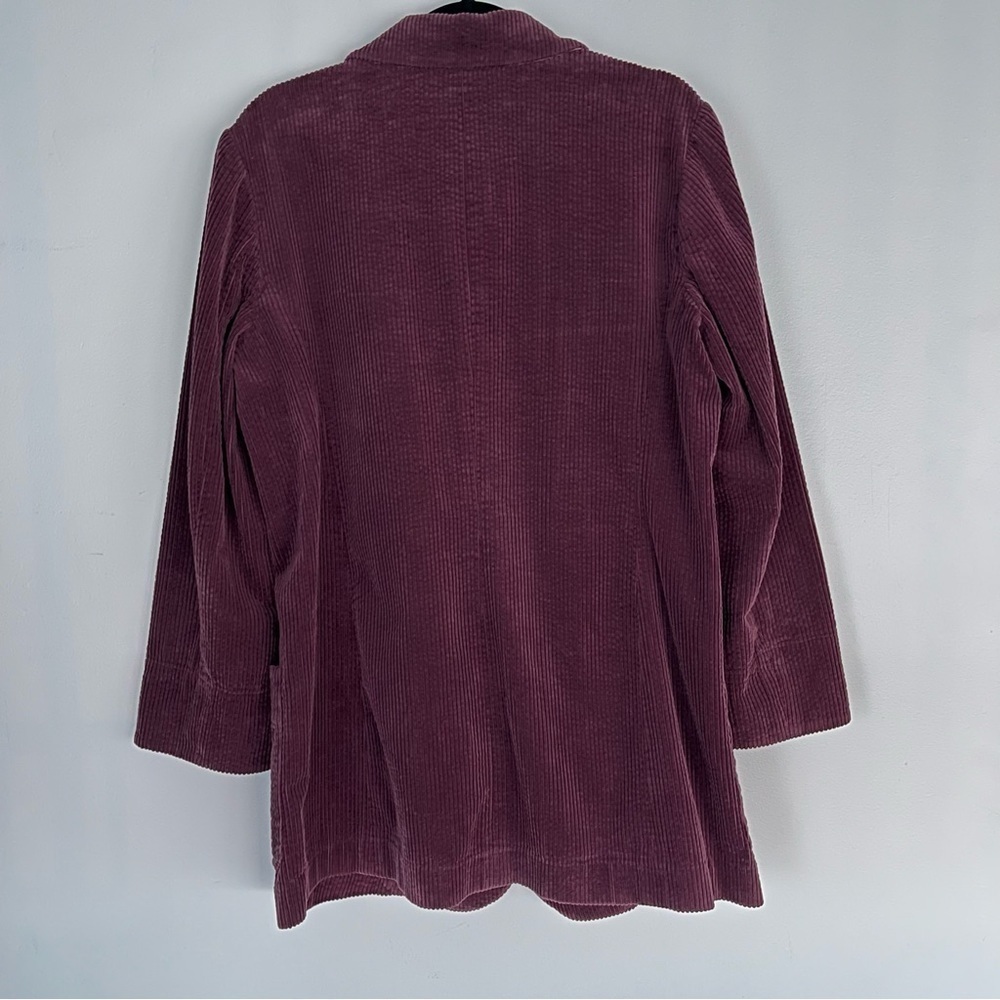 J. Jill Wide Wale Corduroy Velvet Trip Chore Jacket Coat Purple Plum Shacket - Picture 8 of 13